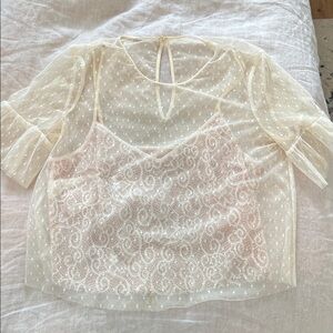 LIKELY Elegant Cream Lace Top